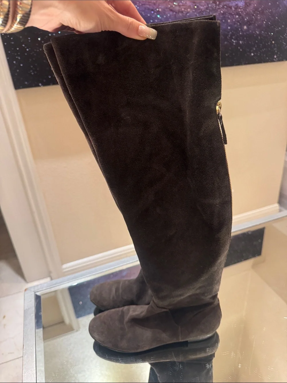 Giuseppe Zanotti Vintage Brown Suede Over the Knee Boots